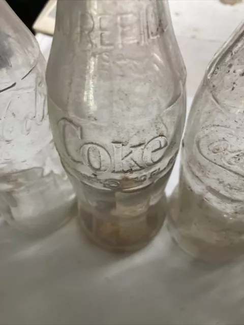 5-Vintage Coca Cola Coke Clear 10 oz Embossed Contour Soda Cola Bottle C31. 3