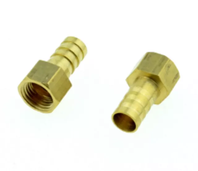 12mm Hose Barb Tail - 1/4" BSP Female Thread Straight Brass Connector Fitting UK