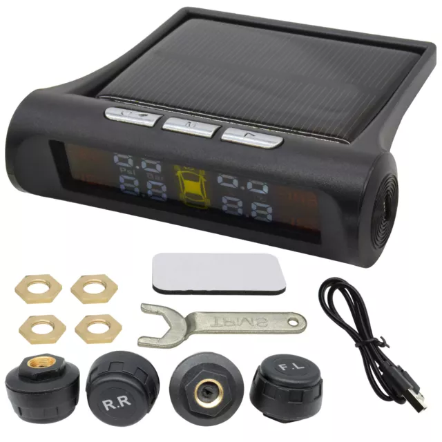 Auto 4 Externe Sensoren Wireless Solar TPMS LCD Reifendrucküberwachung System DE