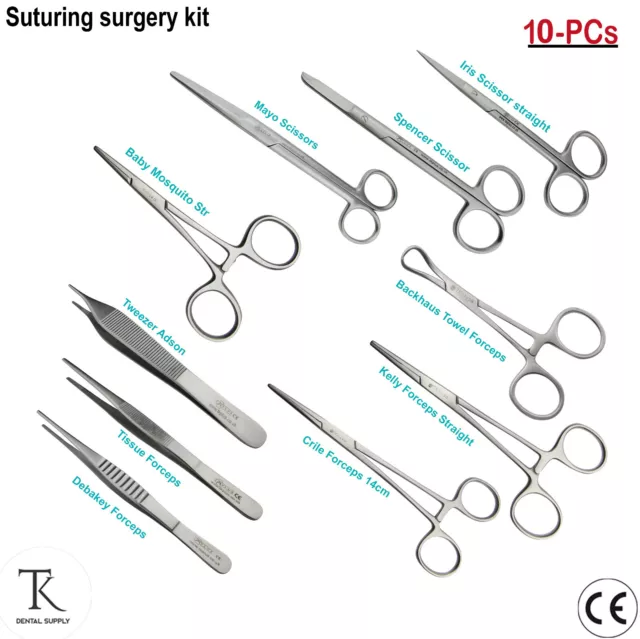 Chirurgie Kit de Chirurgie Pinces Hémostats Précelles Adson Ciseaux Iris Neuf