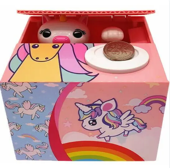 Funny Electronic Piggy Bank for Kids Children Adults Cute Cartoon Unicorn Rainbo