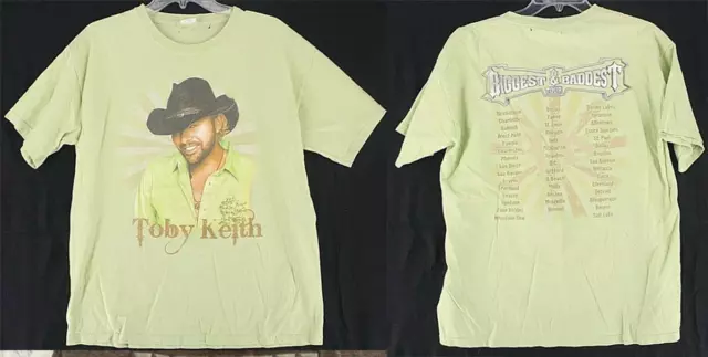 Toby Keith Mens 2008 Biggest Baddest Tour Crew Neck Concert T-Shirt