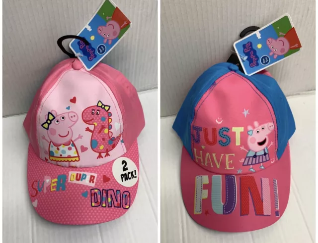 Peppa Pig Kids 2 Pack Baseball Hats / Caps for Girls In 2 Lovely Pink Designs