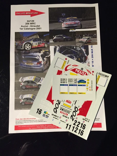 Décalcomanies 1/43 Peugeot 206 WRC - Rallye D'Espagne Catalogne 2001 - Jean Joseph - Ref 0334