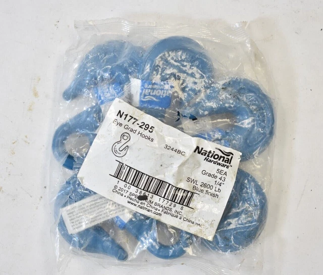 Lot Of 5 National Hardware Eye Grad Hooks 1/4" Blue Finish Forged Steel N177-295