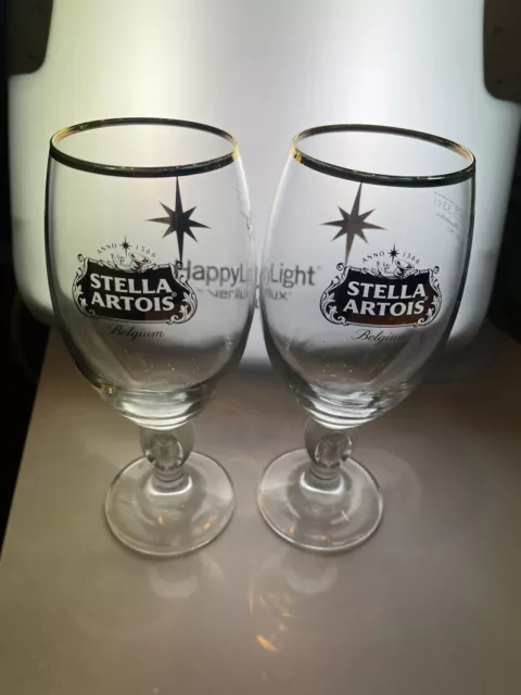 Stella Artois, Ltd Holiday 2016 Gold Edition Chalice, Beer Glass, 33cl, Set of 2