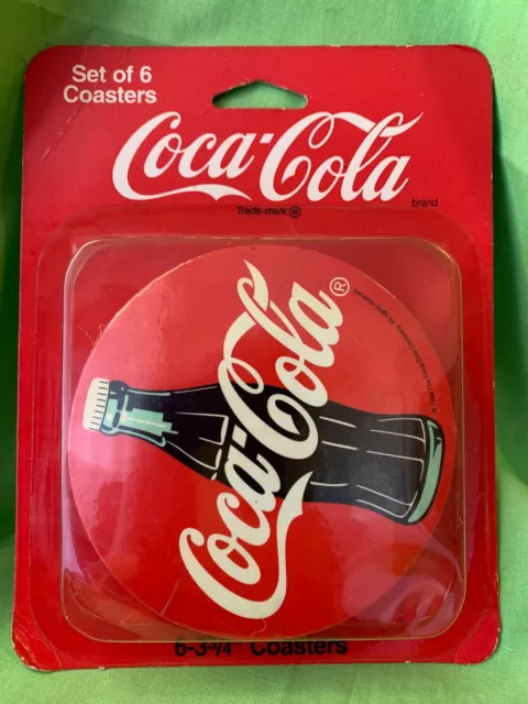 1994 Vintage Coca Cola Coke Set Of 6 Round Coasters / Original Packing / Soda