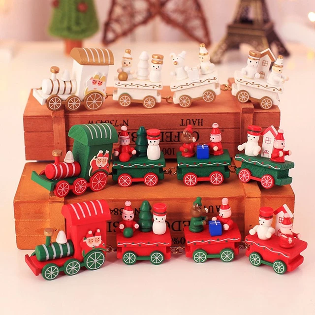 Madera Suministros para fiestas Decoración de Navidad Adornos de tren pequeño