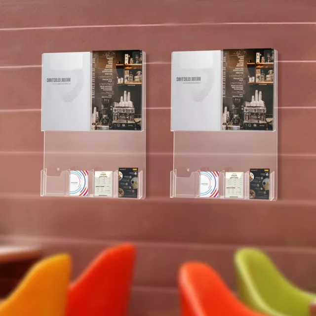 Mutil Slots Clear Acrylic Countertop Brochure Holder Fits Full Pages Wall Mount