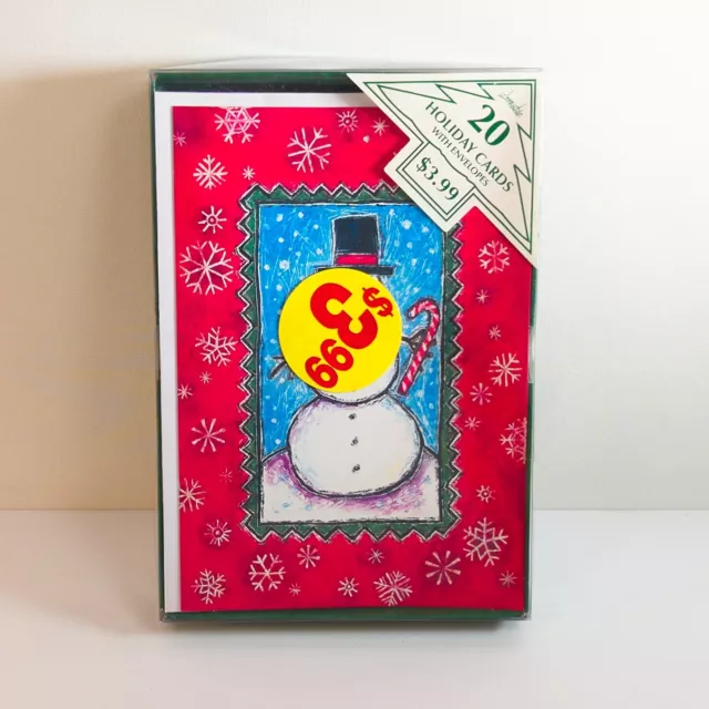 Lot of 20 Vintage UNUSED Christmas Cards Sealed Box Envelopes Snowman Image Arts