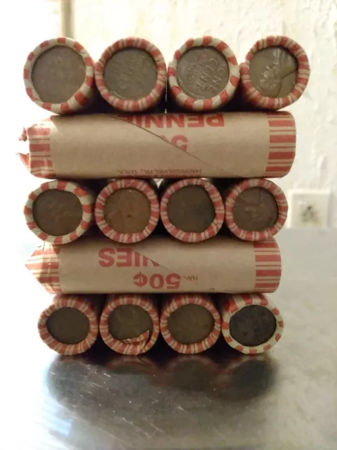 Lincoln Wheat Cent Rolls. Various Dates And Conditions. Circulated. (1909-1958)