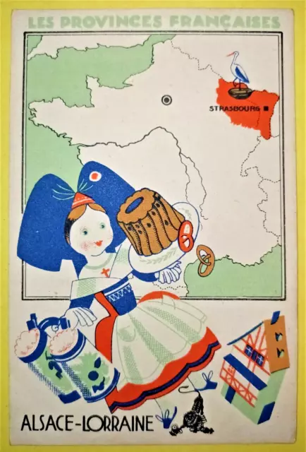 carte postale Régionale Les Provinces Françaises l'ALSACE LORRAINE bon état