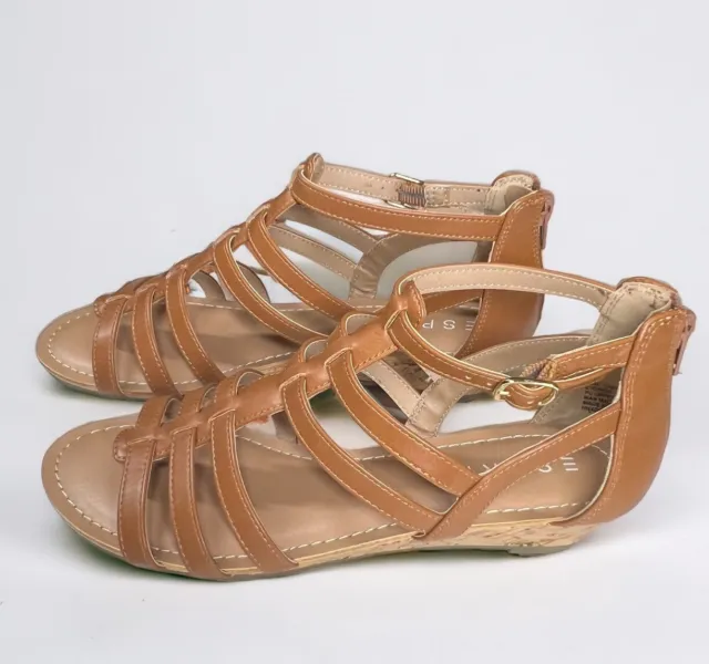 Esprit Womens Wedge Sandals Tan Shoes Carrie Ankle Buckle Zip Cork Heel 7.5 M