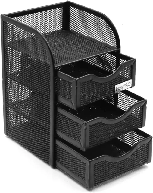 Mesh Desk Supplies Organizer with 3 Drawer Office Desktop Organizers and Accesso