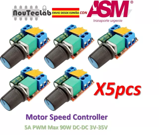 5pcs 5A PWM Max 90W DC Motor Speed Controller 3V-35V Switch LED Dimmer