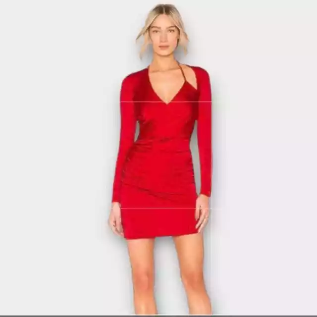Michelle Mason REVOLVE Red Long Sleeve Mini Bodycon Dress Size L