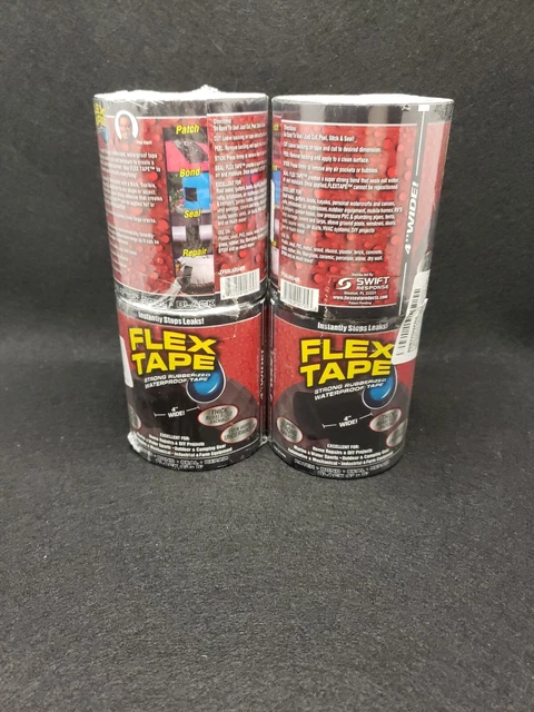 4-Pack Black Flex Tape (TFSBLKR0405) Rubberized Waterproof Tape - Black