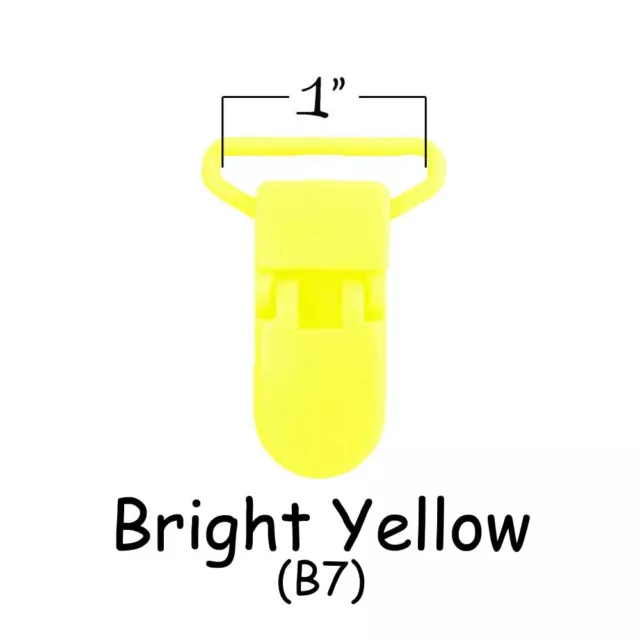 25 KAM Plastic Paci Pacifier - Suspender / Bib Holder Clips - 1" Bright Yellow