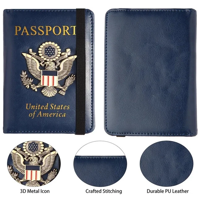 MTech Creative Passport Holder Cover With 3D Metal Badge - RFID Blocking Leather