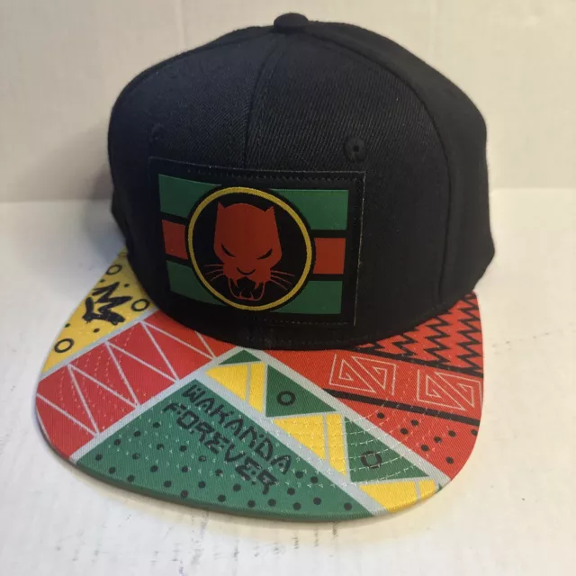 Marvel Black Panther Wakanda Forever Snapback Hat OSFM NWT