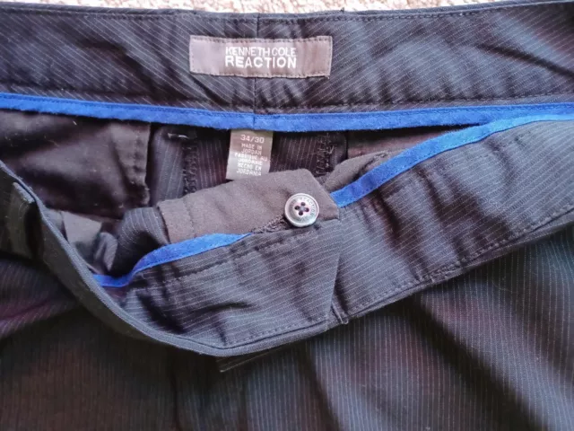KENNETH COLE REACTION FLAT FRONT BLACK STRIPED DRESS PANTS; Men's size ...