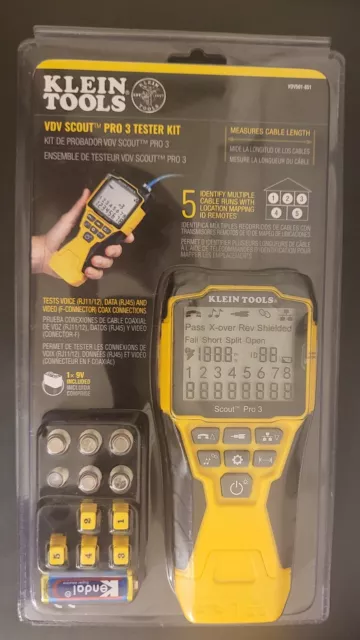 Klein Tools VDV501-851 Cable Tester Kit with Scout Pro 3 for Ethernet / Data NEW