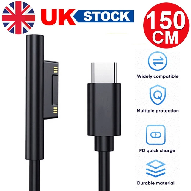 USB C Power Supply PD Fast Charger Cable for Microsoft Surface Pro 7 6 5 4
