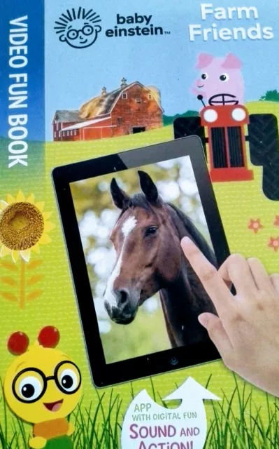 Baby Einstein "Farm Friends" Video Fun Board Book with Sound & Action APP NEW!