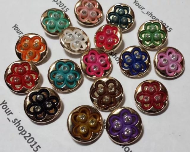 Buttons Assorted Rhinestone Flower Art Craft Sewing Card Scrapbook Dress Making