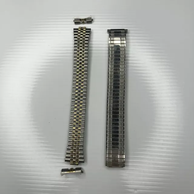 X12.4 Lot Silver Stainless Stretch Retro Men Watch Bands