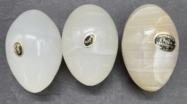 3 Eggs Onxy Hand Carved in Mexico Decorative Craft Supplies Home Decor Stickers