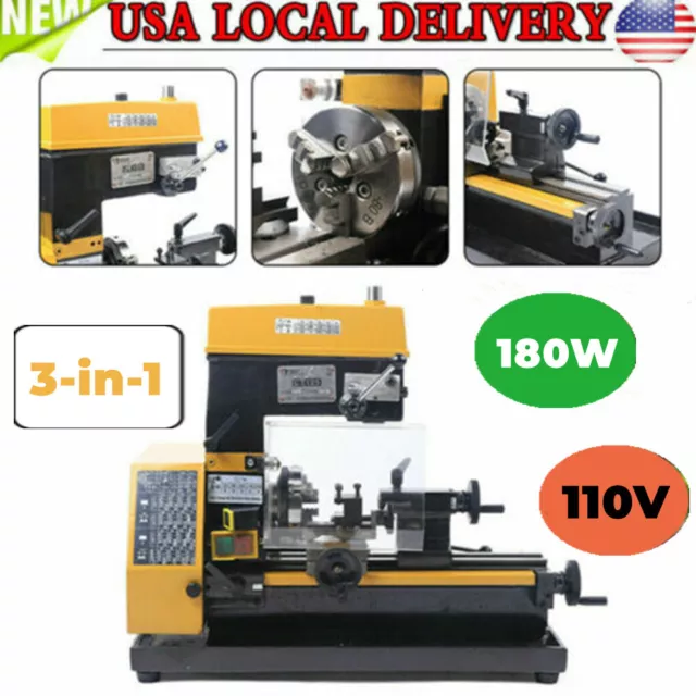 3-in-1 Precision Mill/Drill Micro Mill and Drilling Lathe Machine 180W 110V USA