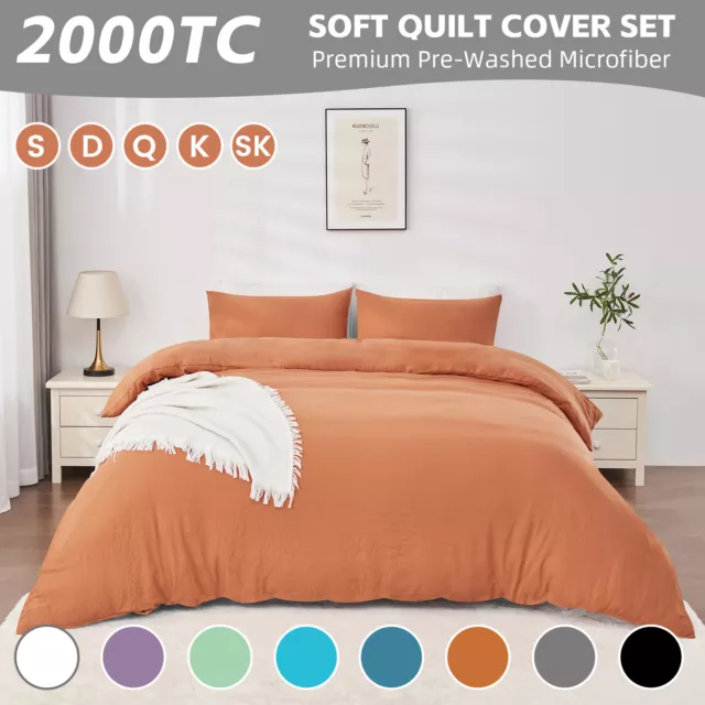 2000TC Luxury Duvet Doona Quilt Cover Set Double Queen Super King Pillowcase Bed