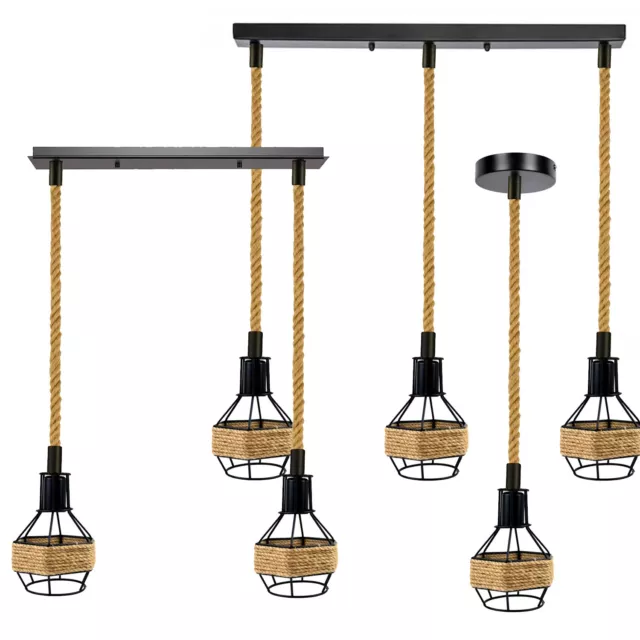 Industrielampe Metall Vintage Hängeleuchte Retro Seil Pendelleuchte`Deckenlampen