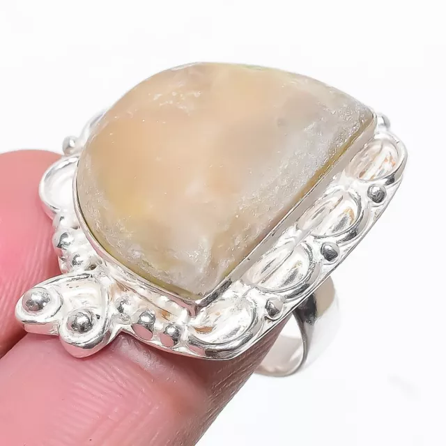 Orange Seraphinite Gemstone Handmade 925 Sterling Silver Jewelry Ring Size 7