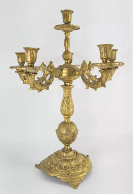 Antique Large Brass or Bronze Decorative Candelabra Gas or Electric Candleholder