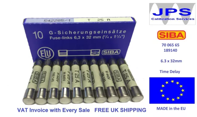 SIBA 70 065 65 25A Fuse TimeLag 70-065-65 T25A 440V typ 189140 JPSF063 Pk 1/5/10