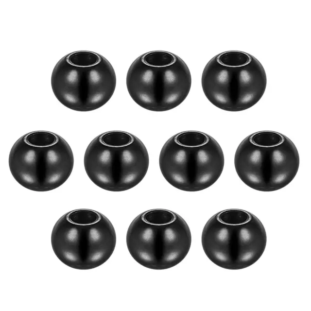 20pcs Beads 10mm Stainless Steel 4mm Hole Dia Bead for DIY Crafts, Black