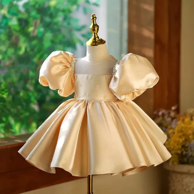 Pageant Party Little Girls Gala Cocktail Short Evening Gown Satin Formal Dress 2