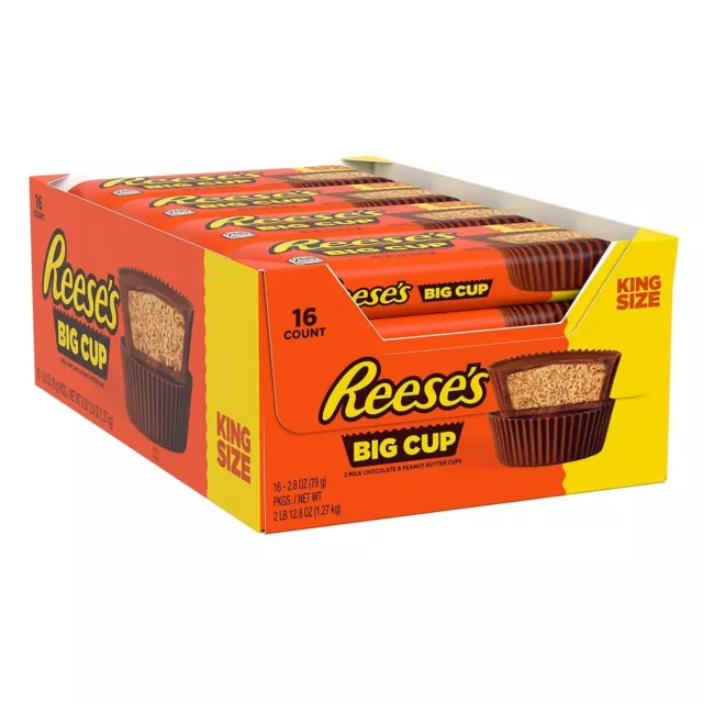 REESE'S Big Cup Milk Chocolate Peanut Butter Bulk Cups Candy 2.8 oz 16 Count