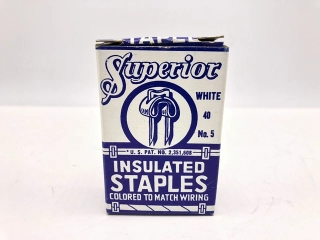 Superior Insulated Staples White # 5 Old Advertising Hardware Box (40) Vintage