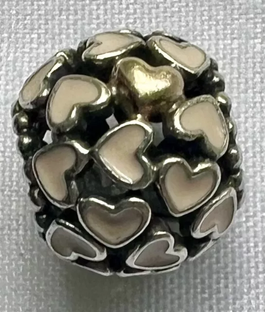 Authentic Pandora Lots of Love Soft Pink Enamel Hearts Charm ALE 925