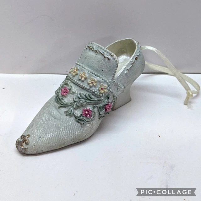Vintage Victorian Lace & Floral Design Mule High Heel Boot Ornament Christmas