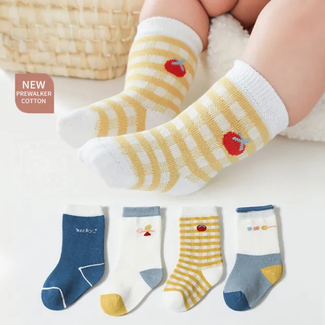 4 pares Cartoon Kids Socks Baby Boys Girls Socks Cotton Toddler Socks 0-5 Years