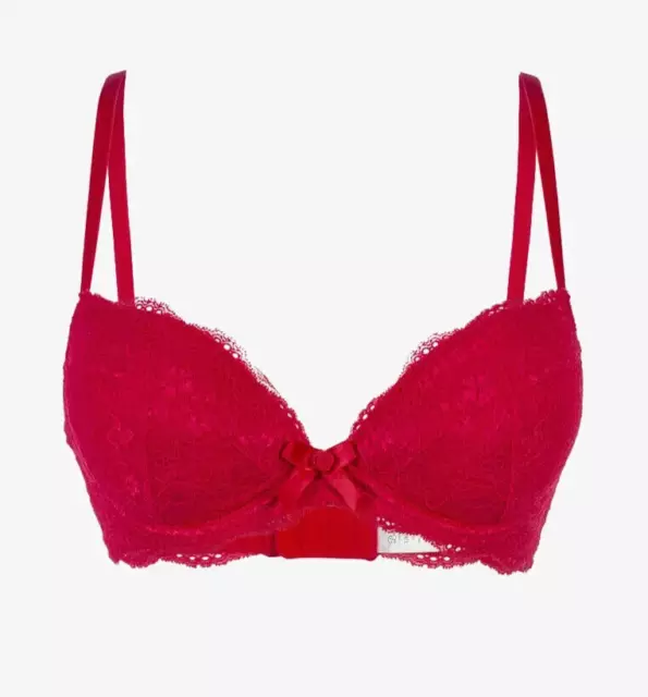 BOUX AVENUE WOMENS Underwire Plunge Bra Strawberry Red Size 32F £15.00 -  PicClick UK