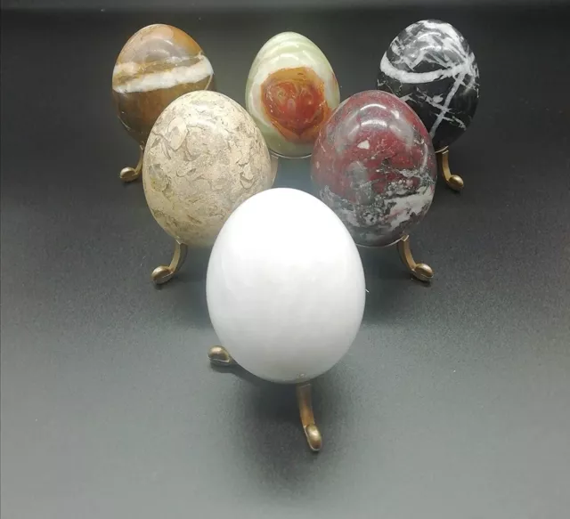 Marble Eggs With Stand Handmade From Onyx Marble Set of 6 Stone Eggs