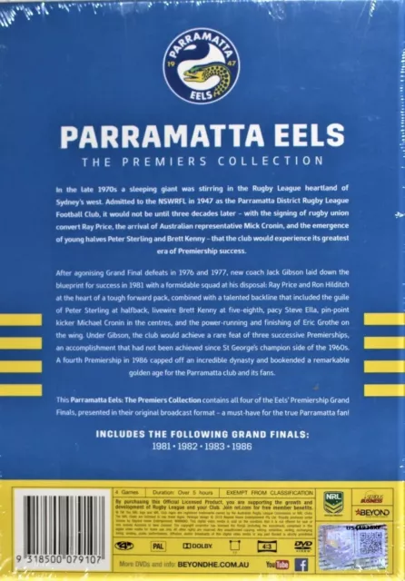 NRL - PARRAMATTA EELS -The Premiers Collection DVD RUGBY LEAGUE BRAND NEW R4 2