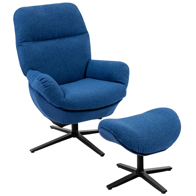 Costway Modern Swivel Rocking Chair & Ottoman Set w/Aluminum Alloy Base