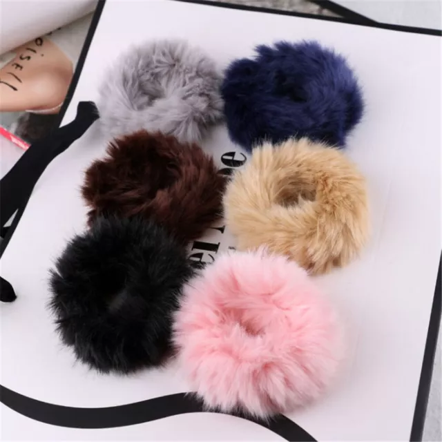 Fluffy Faux Fur Furry Scrunchie Hair Ring Rope Women Girls Elastic Hairband Soft