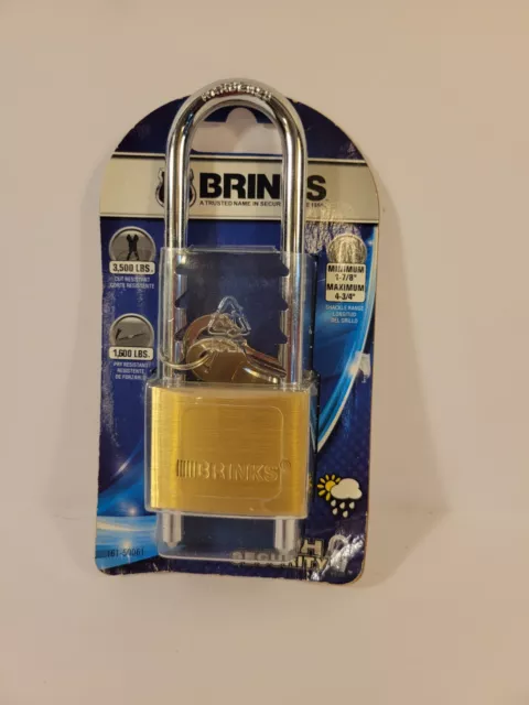 BRINKS - 50mm Solid Brass Keyed Padlock with Adjustable Shackle - Chrome Plated